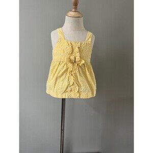 Girls Yellow w/Embroidered White Flowers Farmhouse Style Halter Top Shirt 4-5